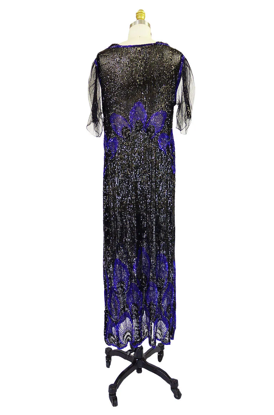 1920s Blue Peacock Sequin Flapper Dress