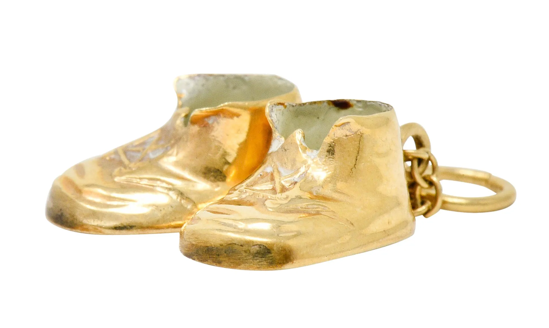 1940's Retro 14 Karat Gold Articulated Baby Shoe Charm