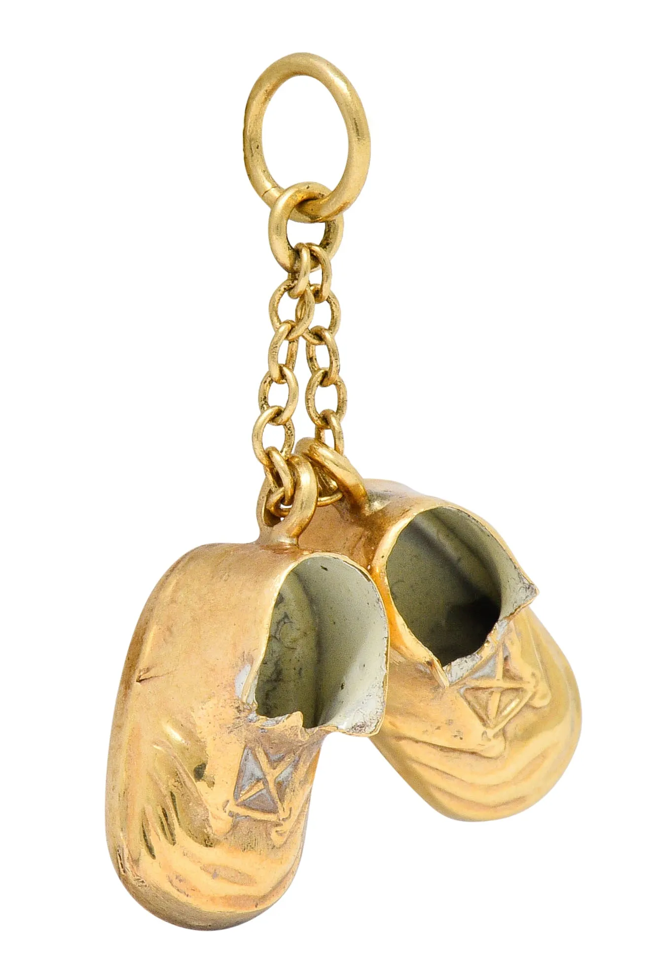 1940's Retro 14 Karat Gold Articulated Baby Shoe Charm