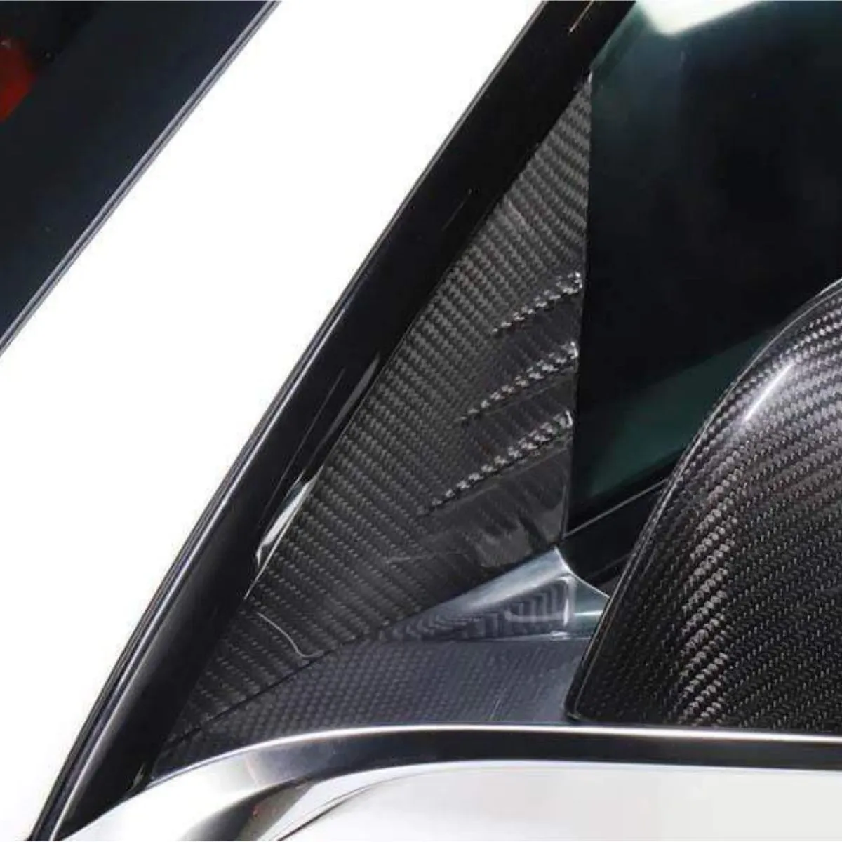 A-pillar Glass Trim for Tesla Model Y / 3 - Dry Carbon Fiber Exterior Mods