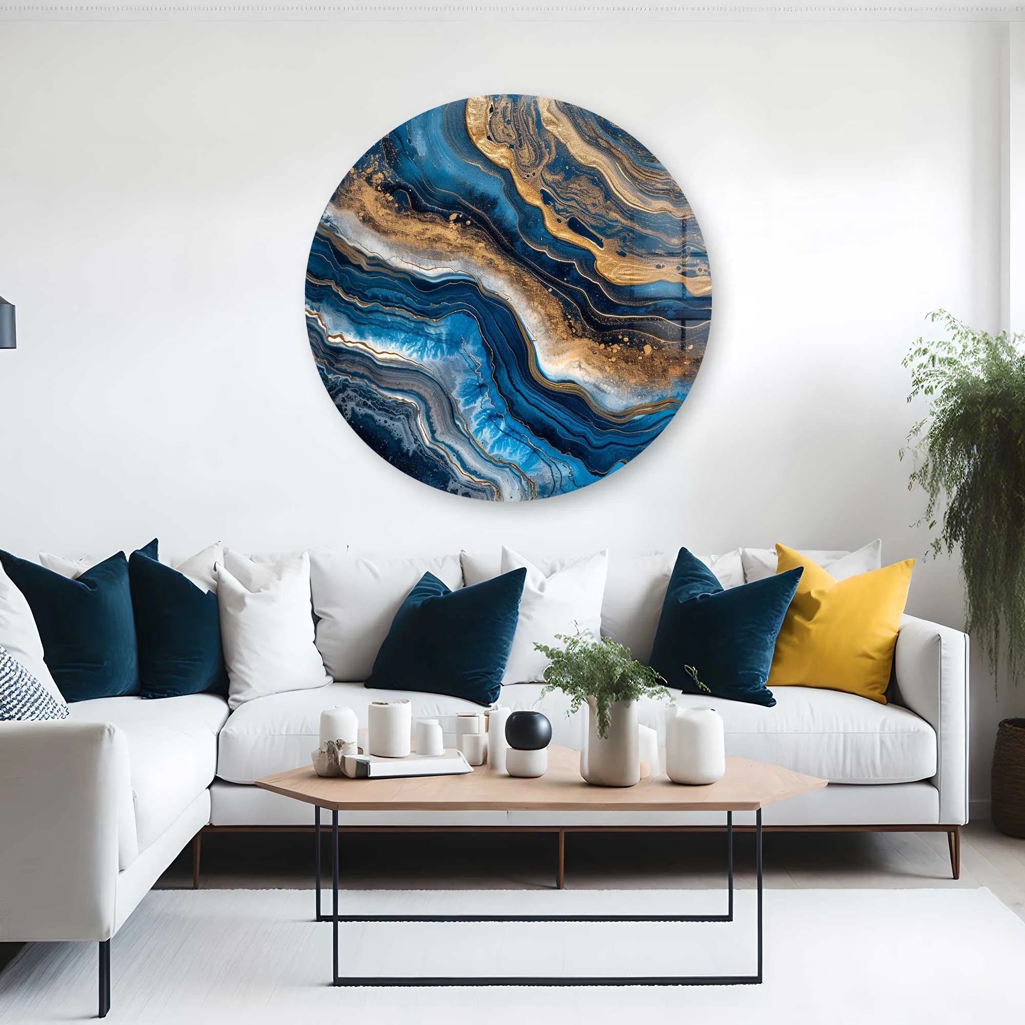 Abstract Waves - Rounded Glass Wall Art