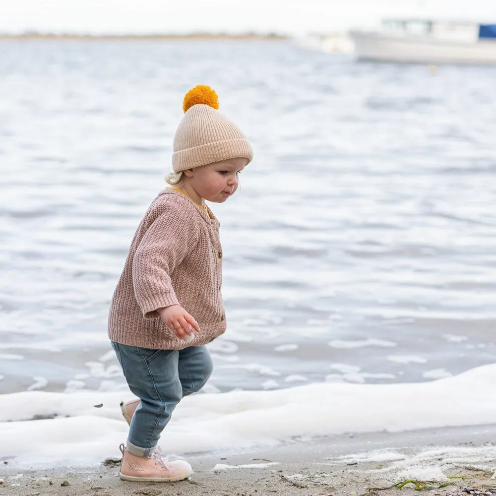 Acorn Kids: Oslo Merino Ribbed Beanie Cream and Mustard