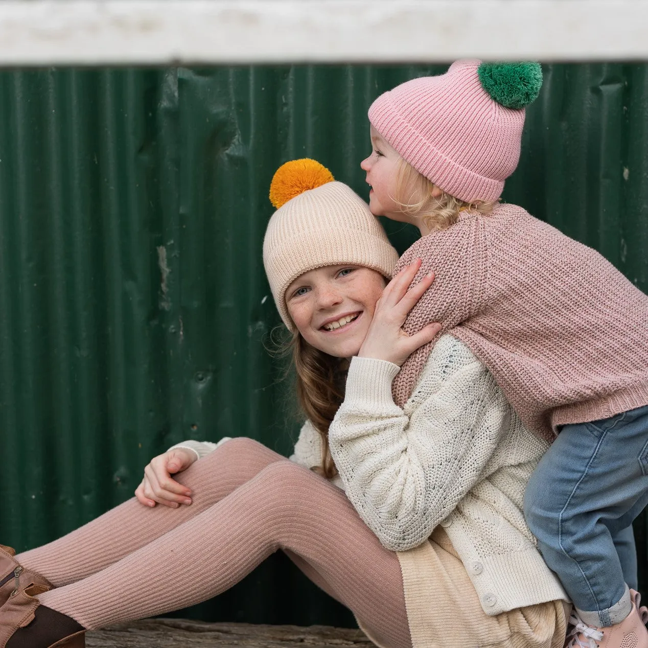 Acorn Kids: Oslo Merino Ribbed Beanie Cream and Mustard