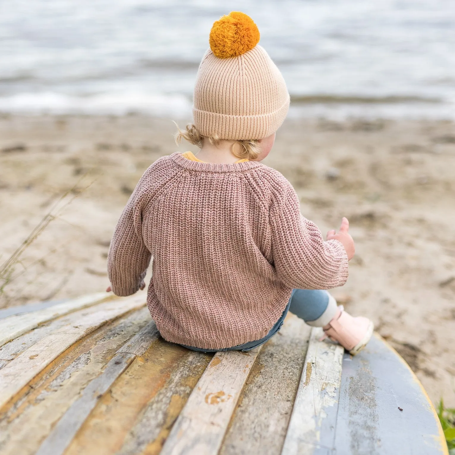 Acorn Kids: Oslo Merino Ribbed Beanie Cream and Mustard