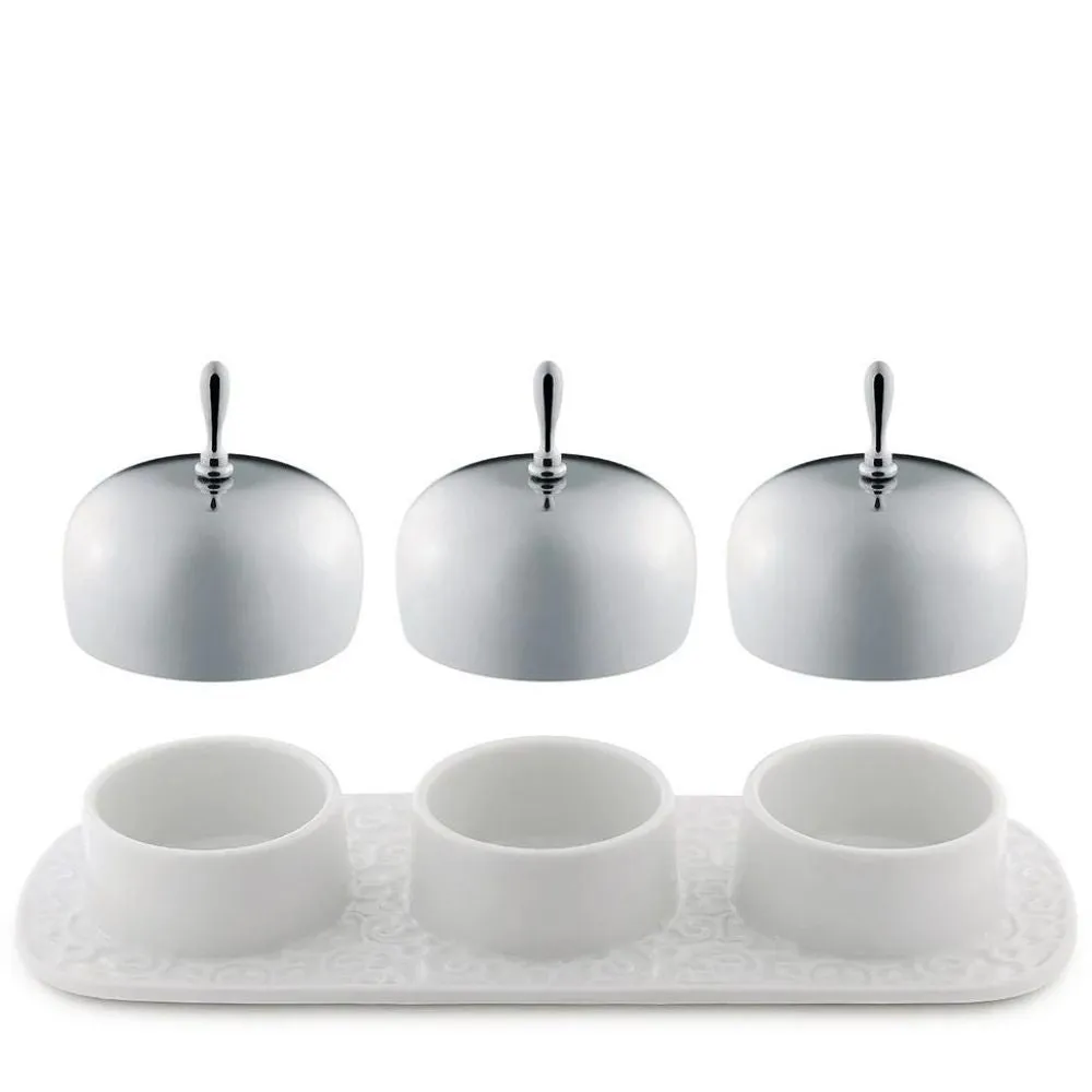 Alessi MW15 Dressed three-section jar tray white