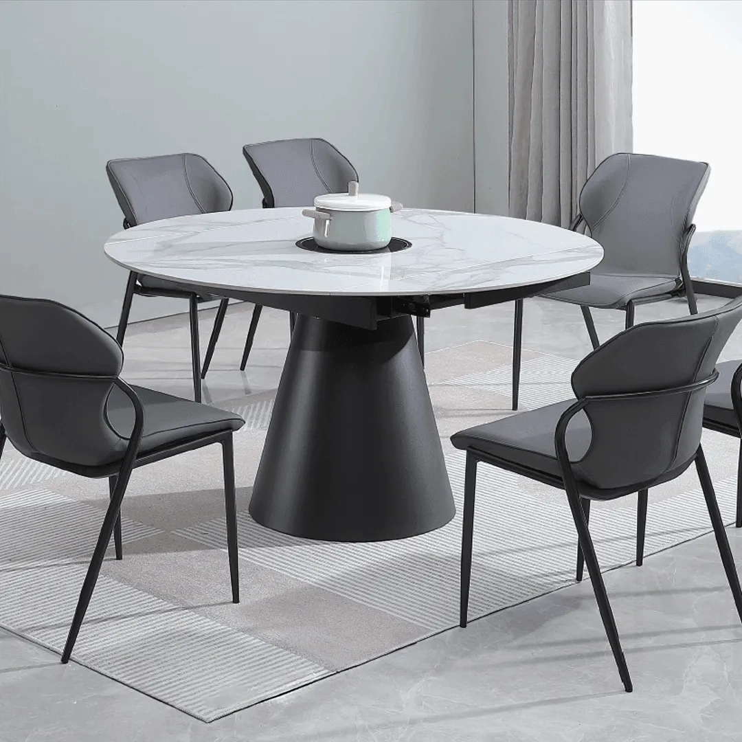 Algol Extendable Round Dining Table   Wunderville Dining Chair (1 6)