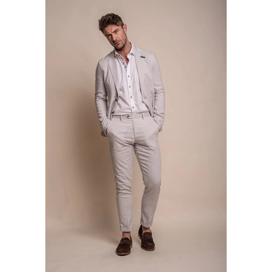 Alvari - Men's Grey Linen Classic Summer 2 Piece Suit