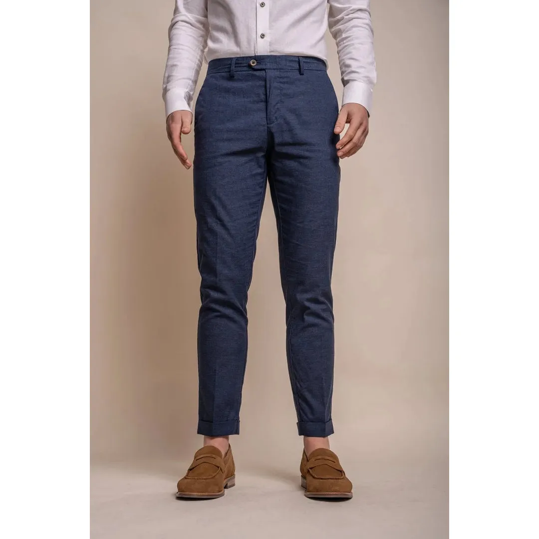 Alvari - Men's Navy Linen Summer Trousers