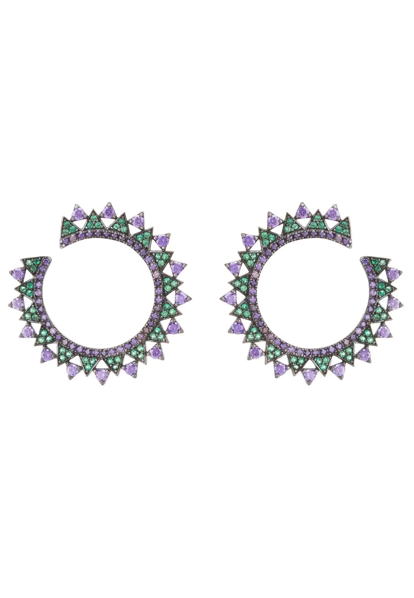 Apollo Hoops Green & Purple Silver Oxidised