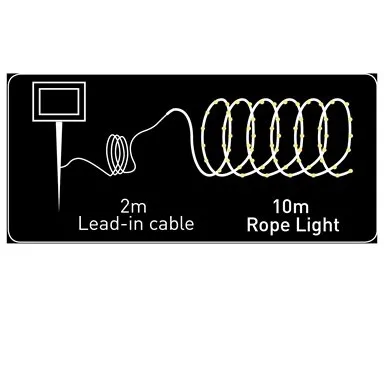 Arlec 10m Warm White Solar Powered Thin LED Rope Light