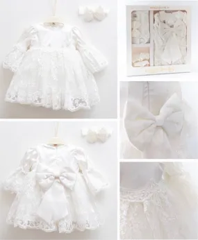 Baby Girl Lace Dress Set, 4 pc Outfit for Special Occasions