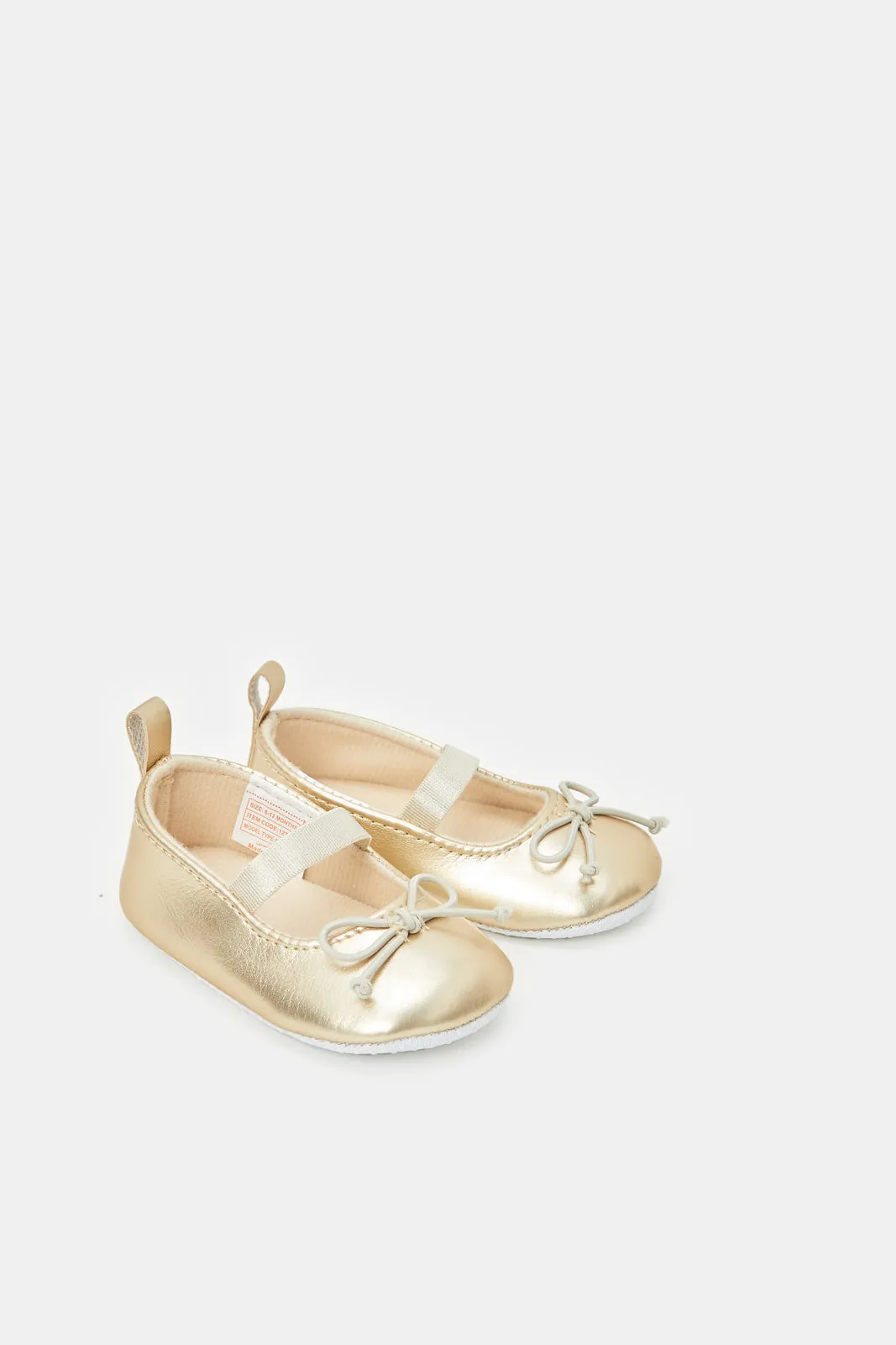 Baby Gold Bow Pram Shoe