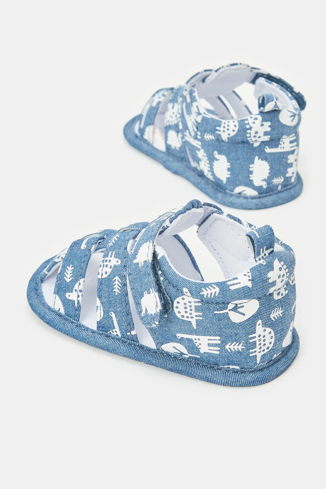 Baby Navy Printed Pram Shoe