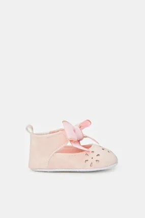 Baby Pink Bow Pram Shoe