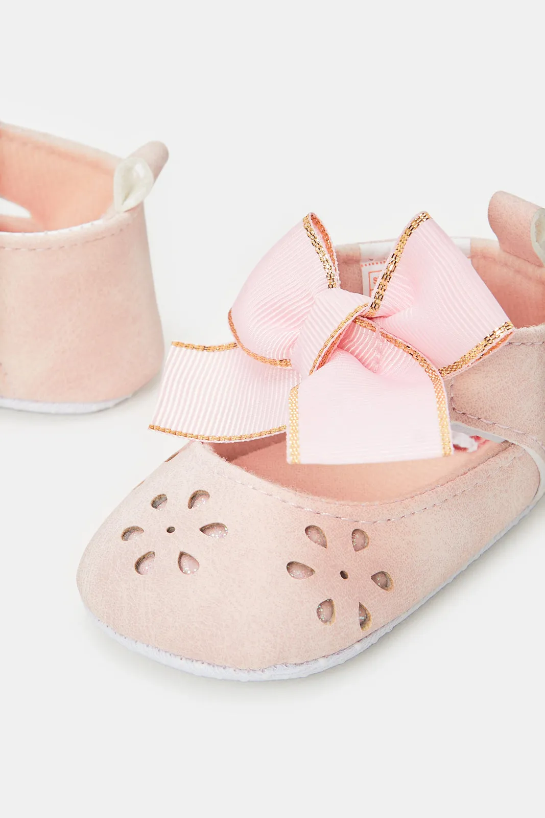 Baby Pink Bow Pram Shoe