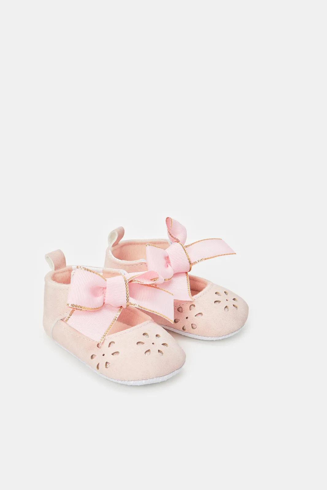 Baby Pink Bow Pram Shoe