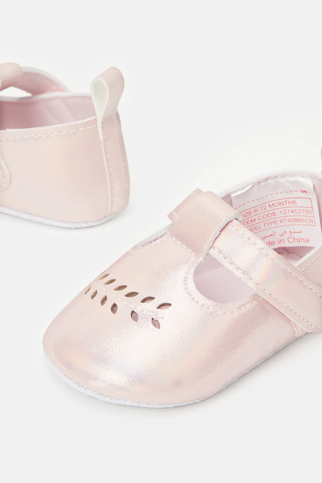 Baby Pink T-Bar Pram Shoes