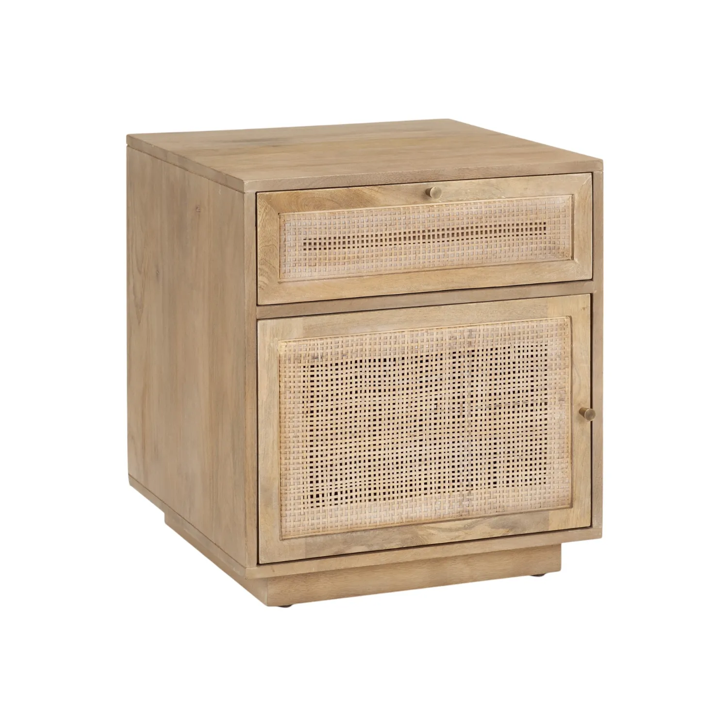 Cannes Storage Natural Wood Side Table