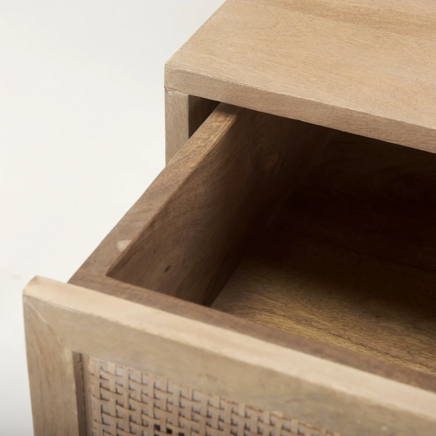 Cannes Storage Natural Wood Side Table