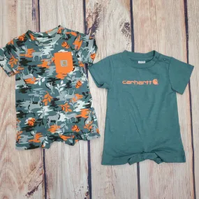 CARHARTT BOYS 2 PC OUTDOOR CAMO SHORT SLEEVE ROMPER SET