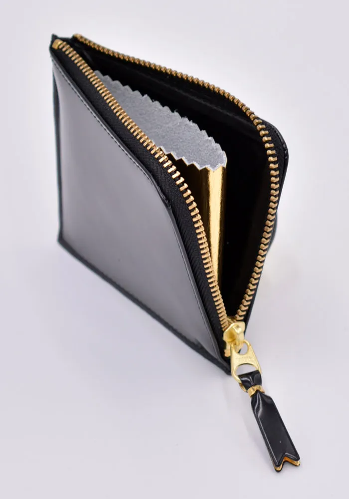 COMME DES GARCONS SA3100MI MIRROR INSIDE ZIP WALLET BLACK/GOLD