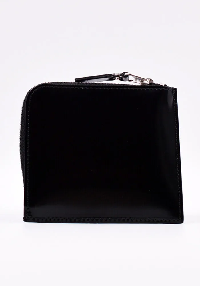 COMME DES GARCONS SA3100MI MIRROR INSIDE ZIP WALLET BLACK/SILVER