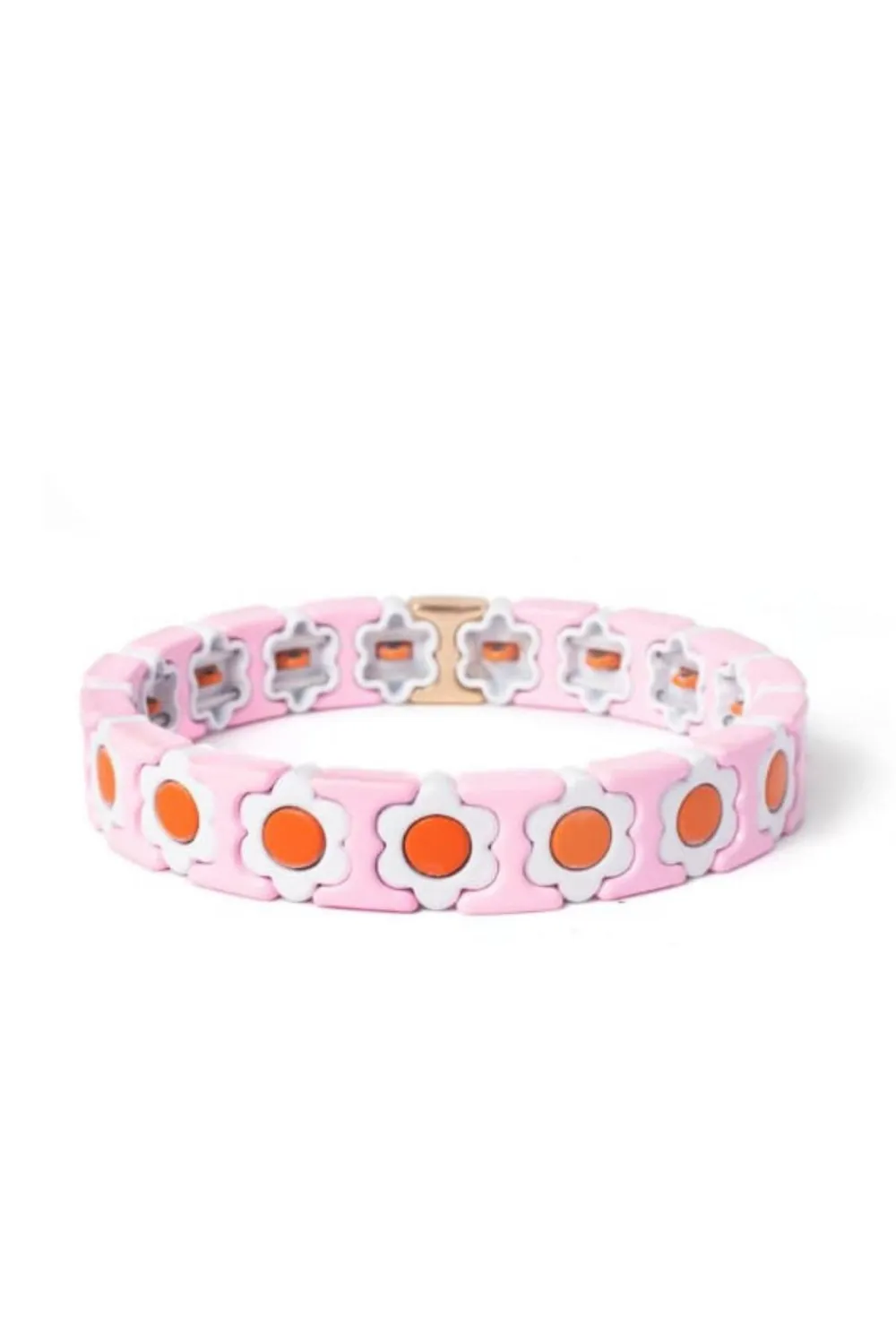 Daisy chain bracelet | Pale Pink, White & Orange