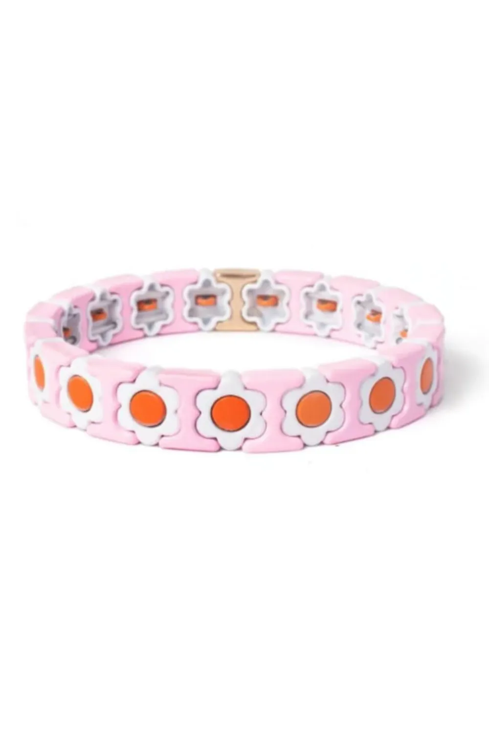 Daisy chain bracelet | Pale Pink, White & Orange