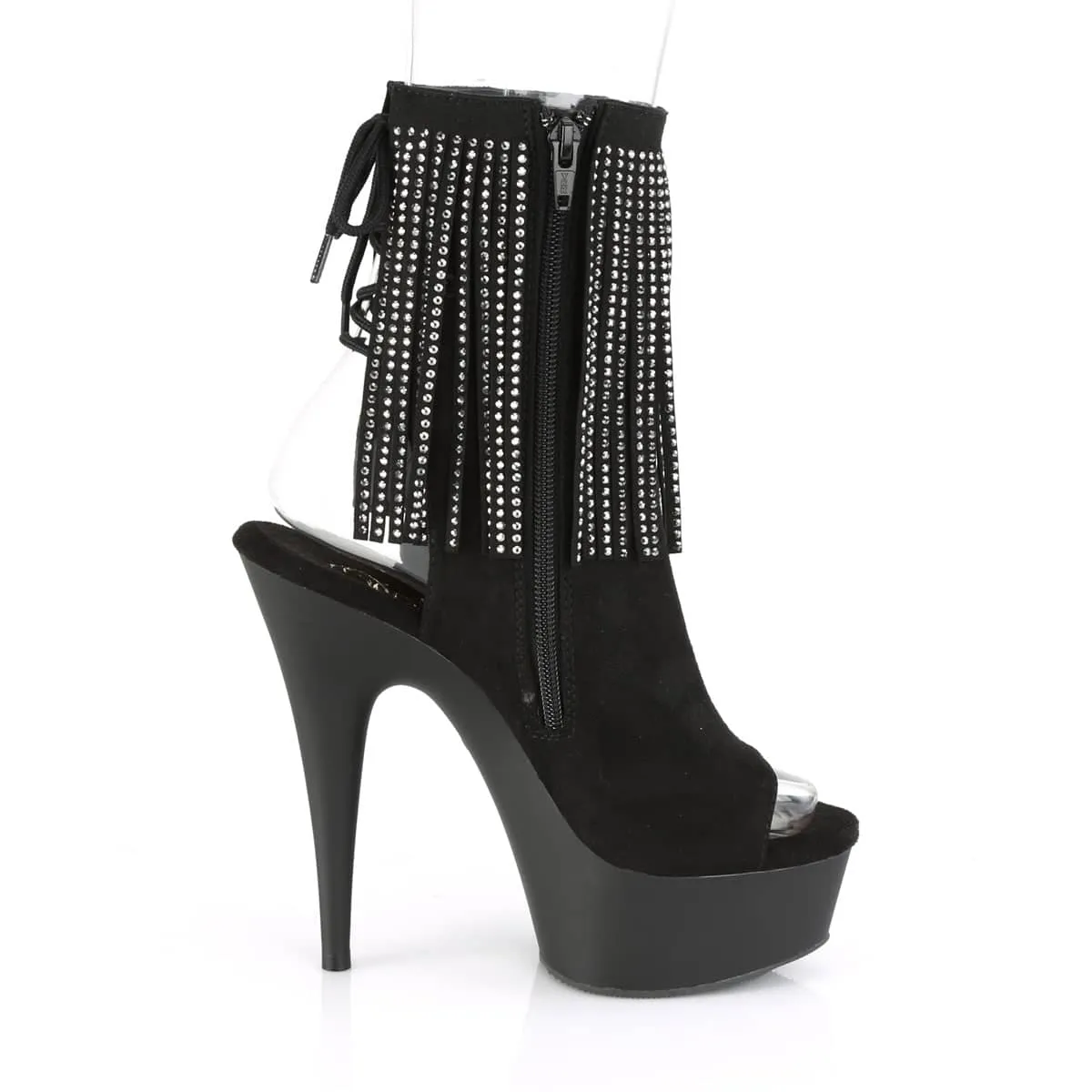 DELIGHT-1018RSF Black Calf High Peep Toe Boots