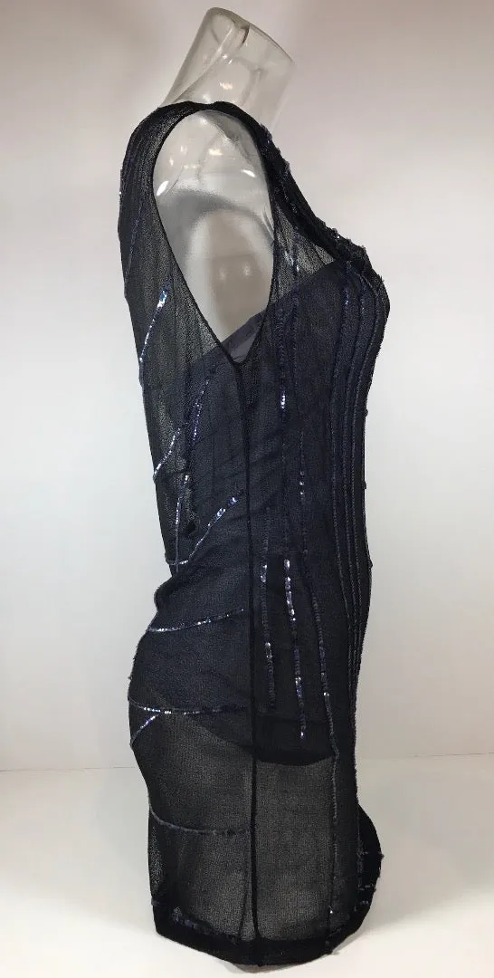 DONNA KARAN Sheer Sequin Tank, Tube Top Evening Club Wear Size 2