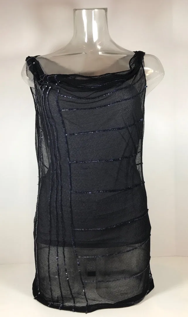 DONNA KARAN Sheer Sequin Tank, Tube Top Evening Club Wear Size 2