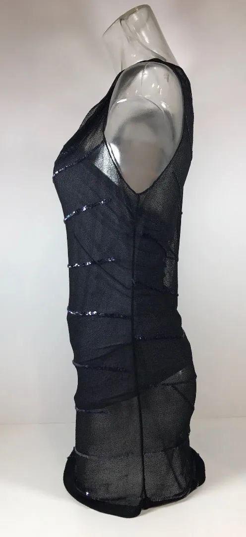 DONNA KARAN Sheer Sequin Tank, Tube Top Evening Club Wear Size 2