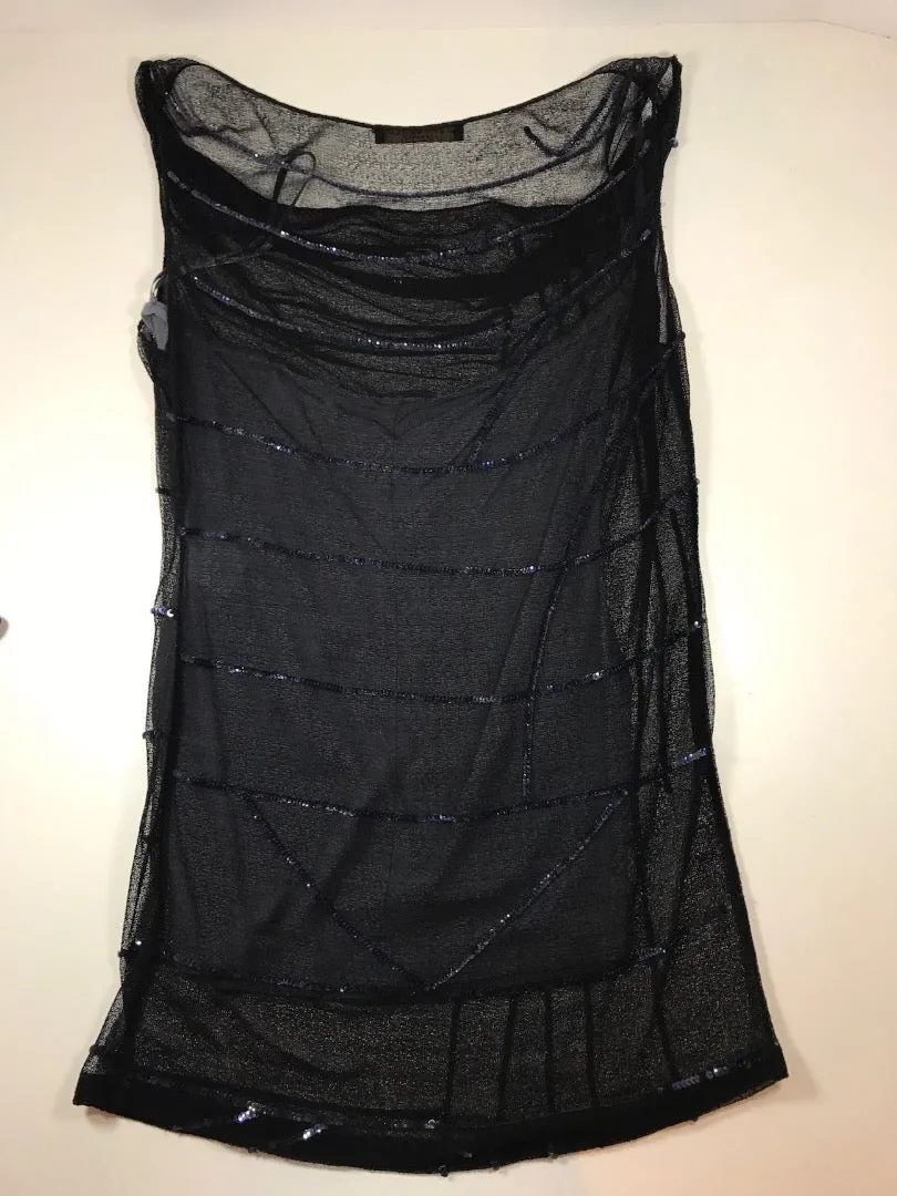 DONNA KARAN Sheer Sequin Tank, Tube Top Evening Club Wear Size 2