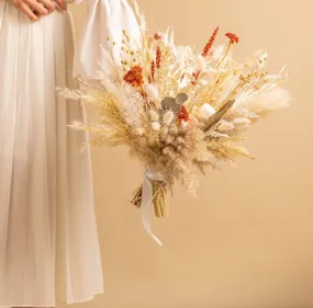 Dried Flower Bridal Bouquet - Burnt Orange & Peach No.1