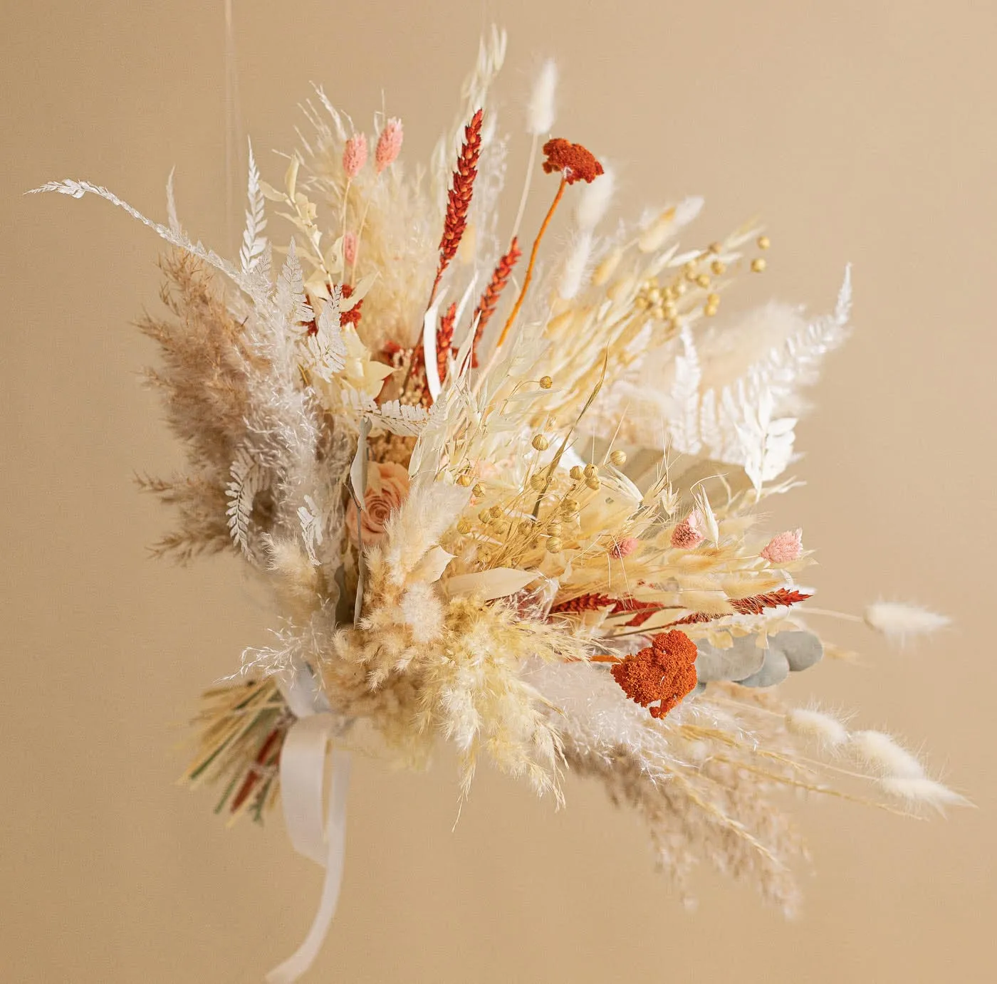 Dried Flower Bridal Bouquet - Burnt Orange & Peach No.1