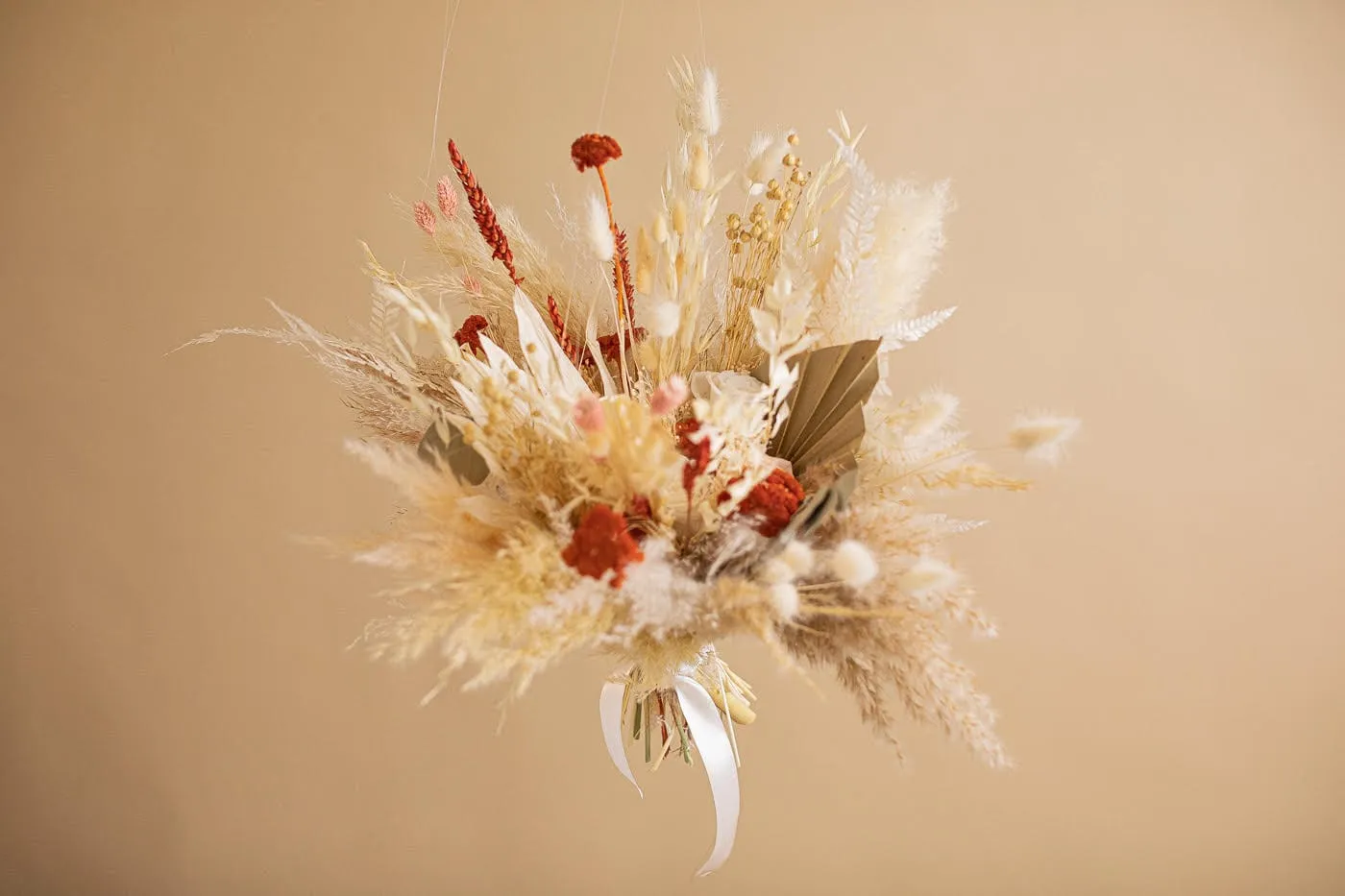 Dried Flower Bridal Bouquet - Burnt Orange & Peach No.1