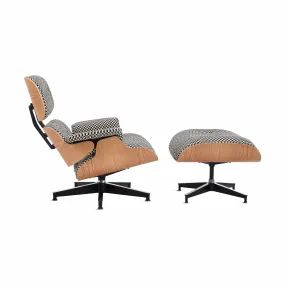 Eames® Lounge Chair and Ottoman from Herman Miller - Oak/ Black & White Checker Fabric