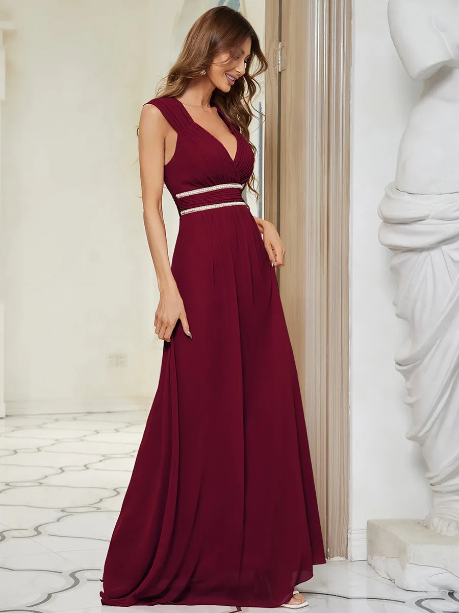 EMMA RUCHED V-NECK BRIDESMAID DRESS