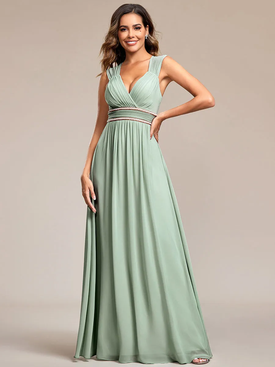 EMMA RUCHED V-NECK BRIDESMAID DRESS