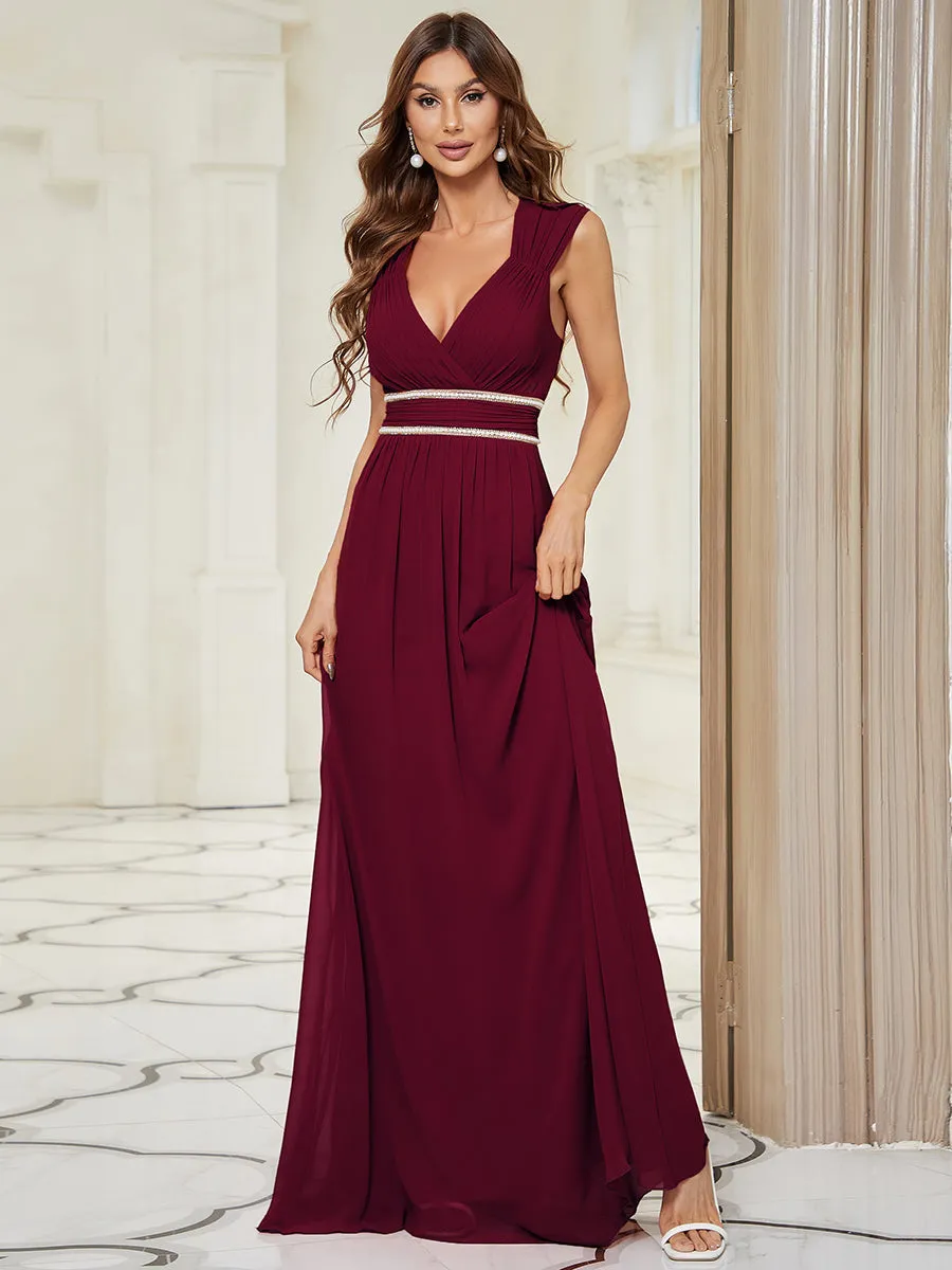 EMMA RUCHED V-NECK BRIDESMAID DRESS