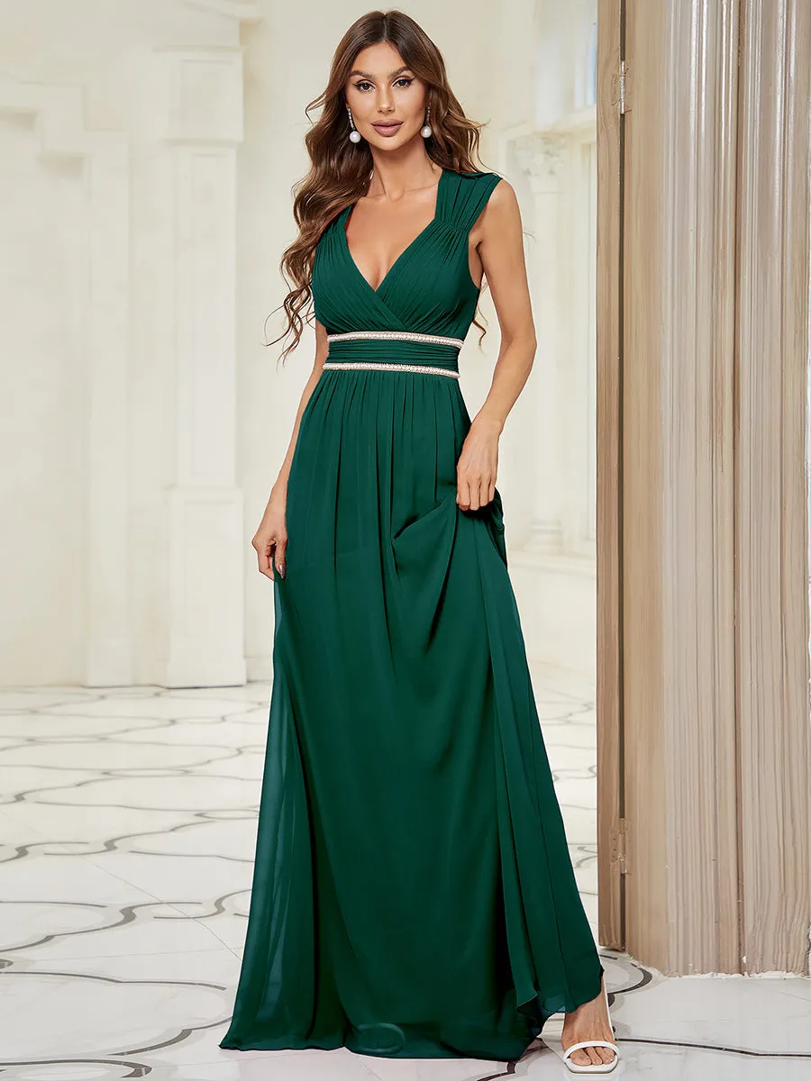 EMMA RUCHED V-NECK BRIDESMAID DRESS