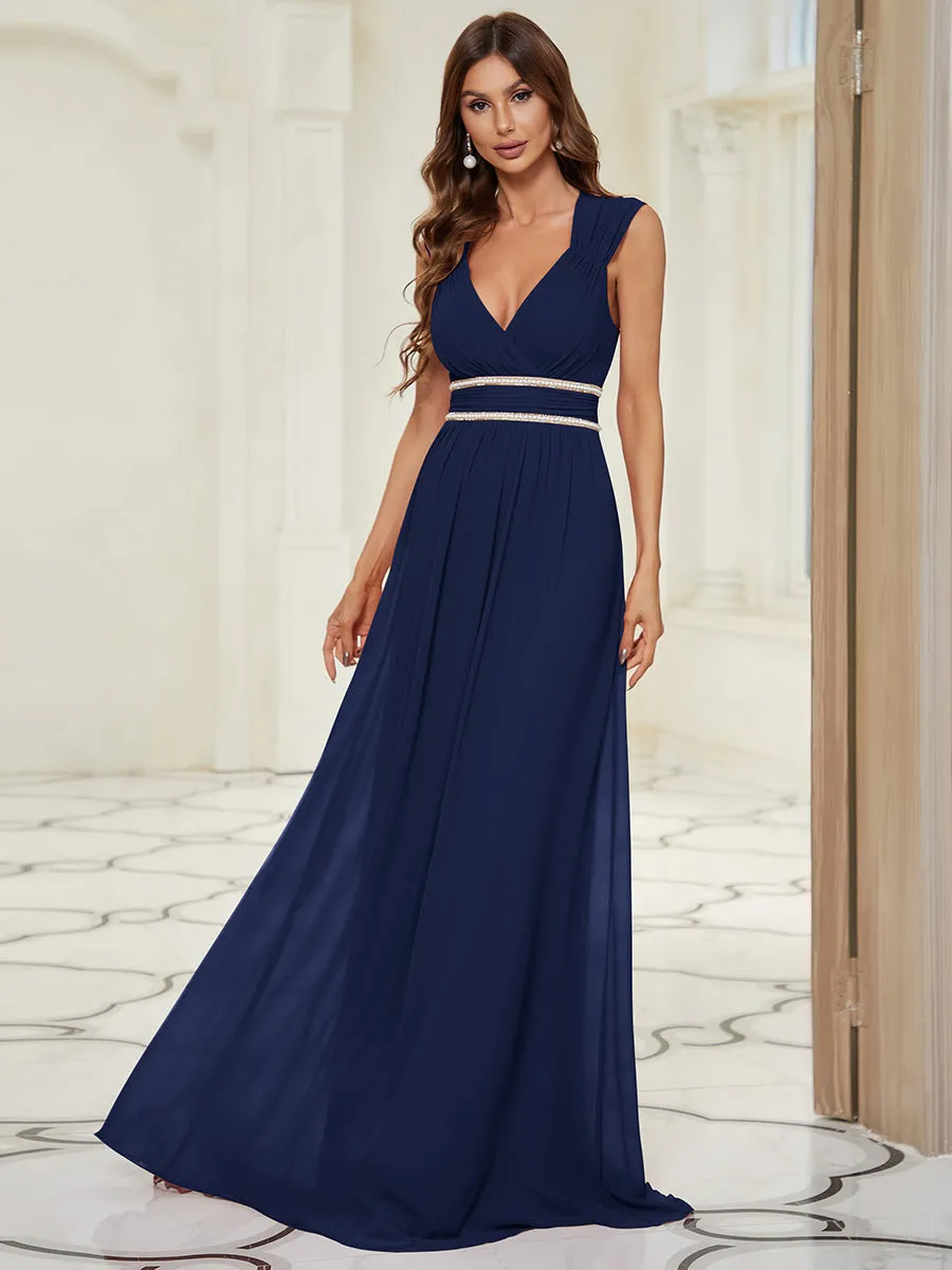 EMMA RUCHED V-NECK BRIDESMAID DRESS