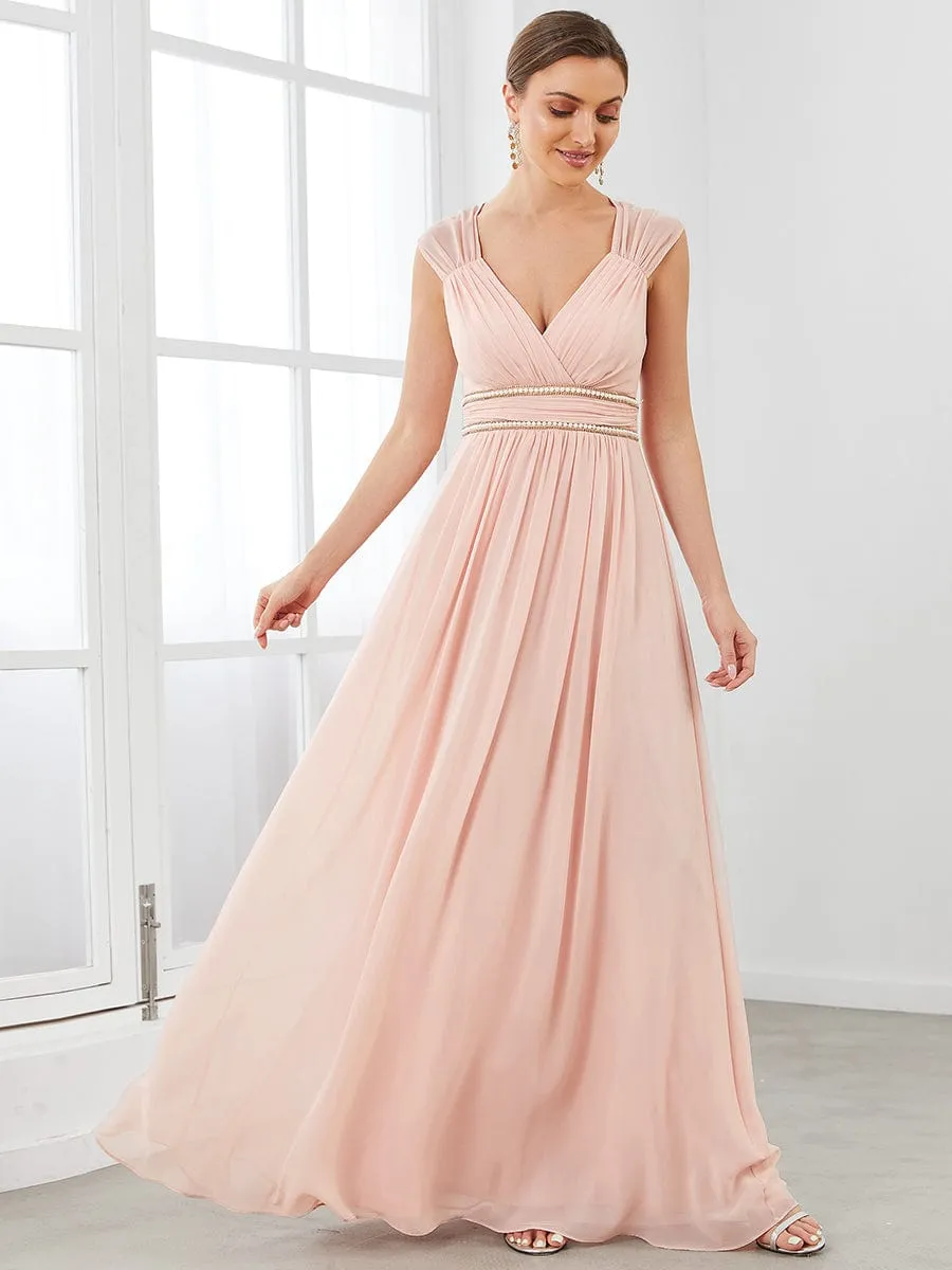 EMMA RUCHED V-NECK BRIDESMAID DRESS