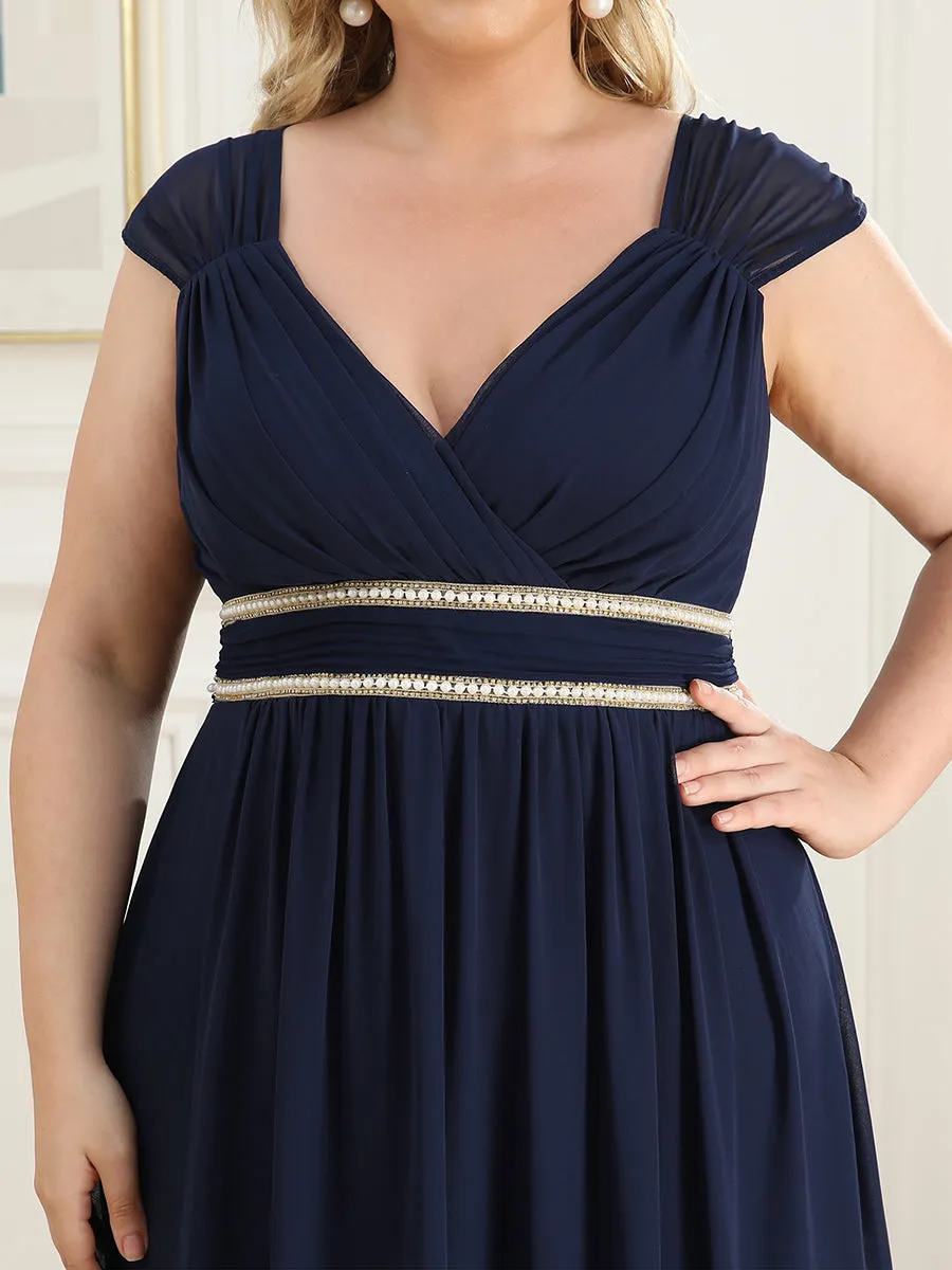 EMMA RUCHED V-NECK BRIDESMAID DRESS