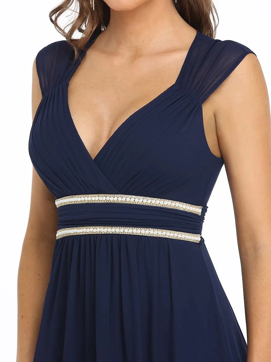 EMMA RUCHED V-NECK BRIDESMAID DRESS