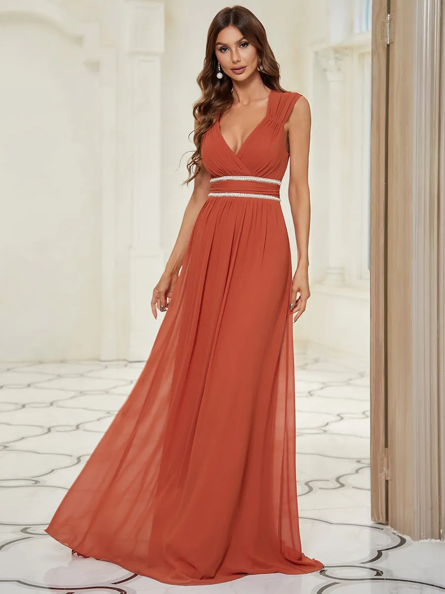 EMMA RUCHED V-NECK BRIDESMAID DRESS