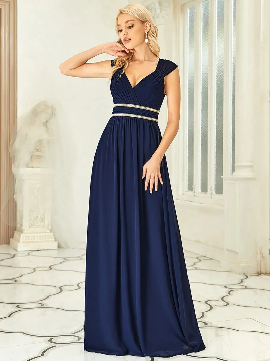 EMMA RUCHED V-NECK BRIDESMAID DRESS