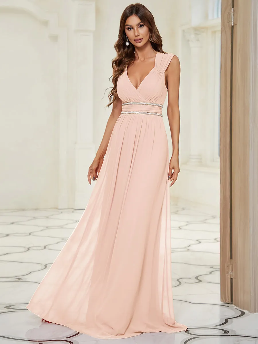 EMMA RUCHED V-NECK BRIDESMAID DRESS