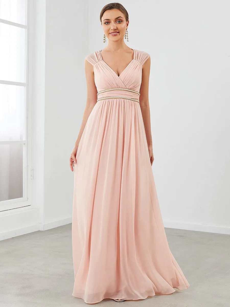 EMMA RUCHED V-NECK BRIDESMAID DRESS