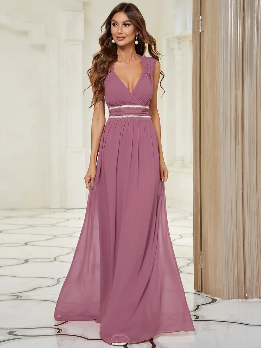 EMMA RUCHED V-NECK BRIDESMAID DRESS